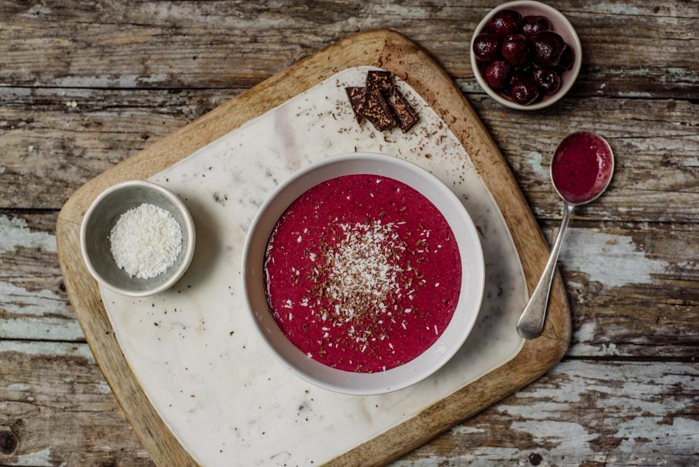 Dark Cherry and Oat Smoothie Bowl