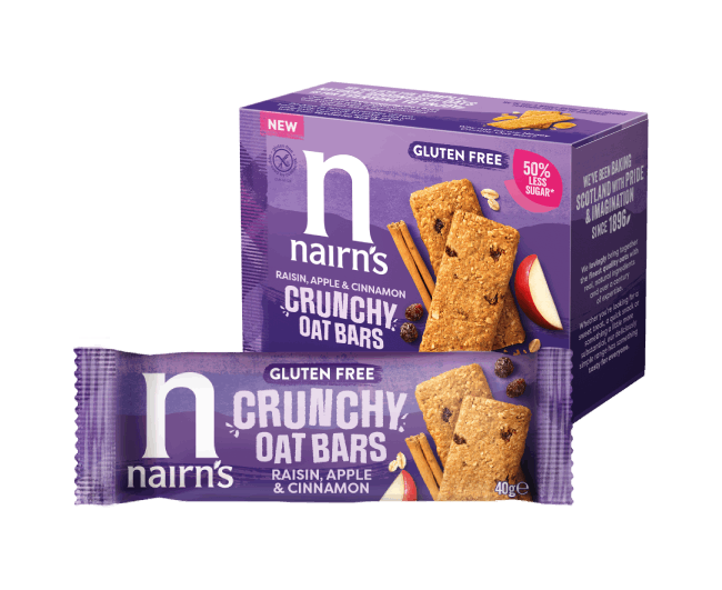Raisin, Apple & Cinnamon Crunchy Oat Bars >>