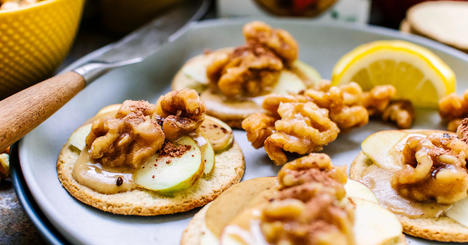 Walnut butter, apple and cacao topping